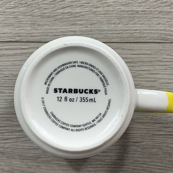 Starbucks Matte Black White Angle Dipped Glaze Yellow Handle Coffee Mug 2017 - Picture 6 of 8